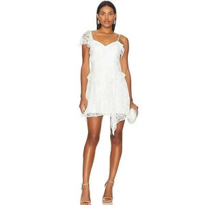 NEW- NWT Amanda Uprichard Bailee Lace Dress White L Bridal Mini